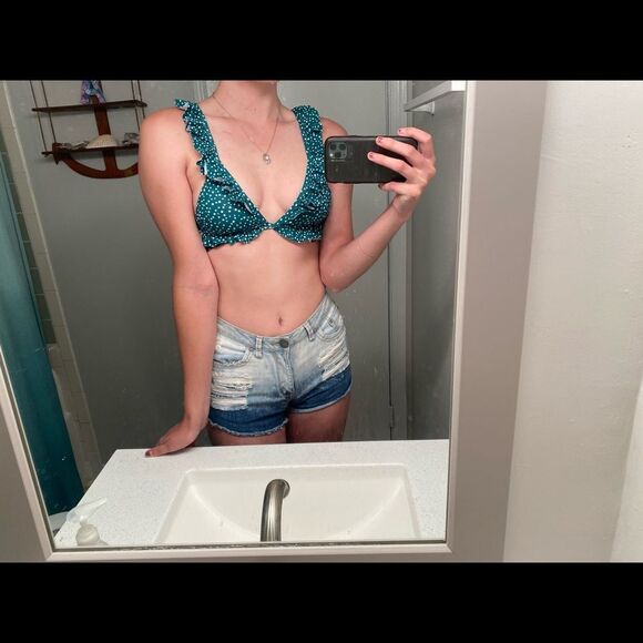 SHEIN Polka Dot Ruffle Triangle Bikini - Picture 8 of 9